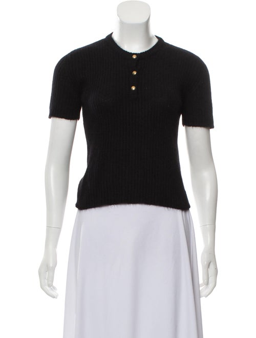 Valentino Short Sleeve Knit Sweater Black