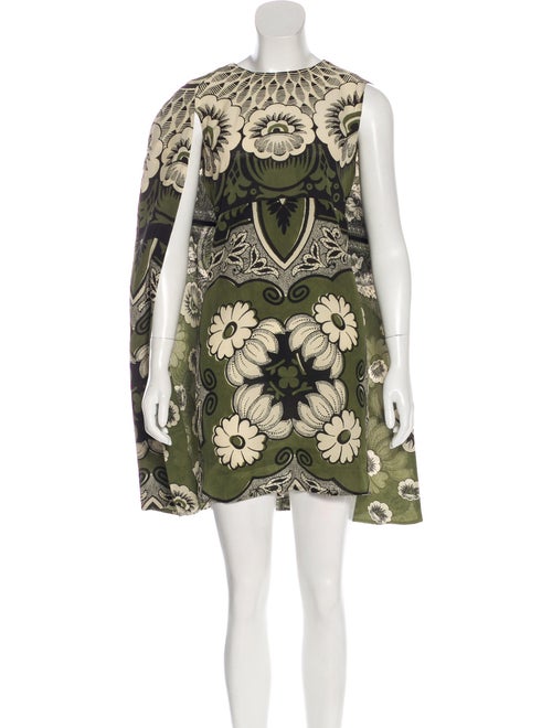 Valentino Mime Cape Dress Olive