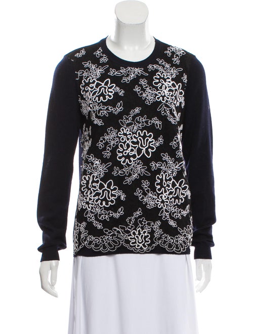 Valentino Embroidered Knit Sweater Navy