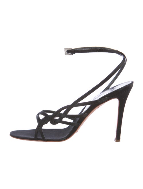 Valentino Satin Ankle Strap Sandals Black