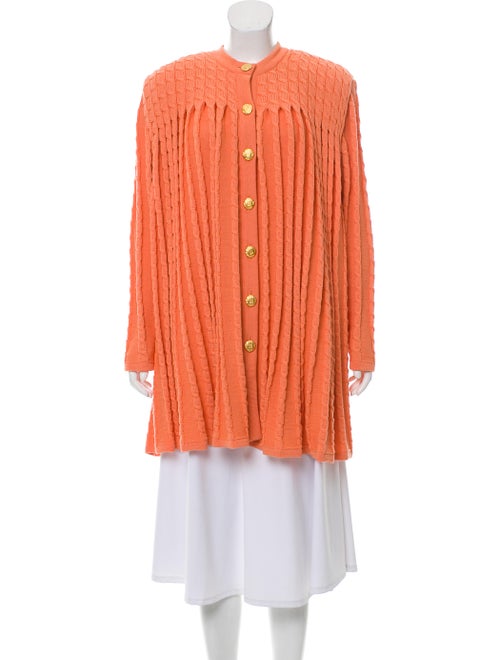 Valentino Wool Cable Knit Cardigan Orange