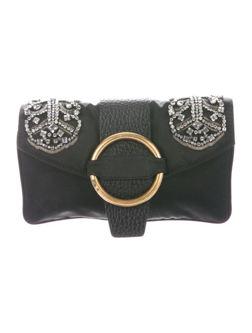 Valentino Embellished Satin Clutch Black