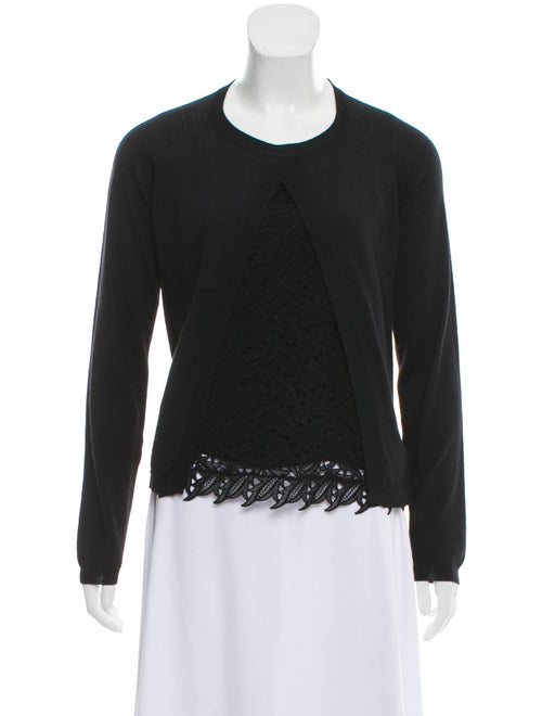 Valentino Lace-Trimmed Lightweight Sweater Black