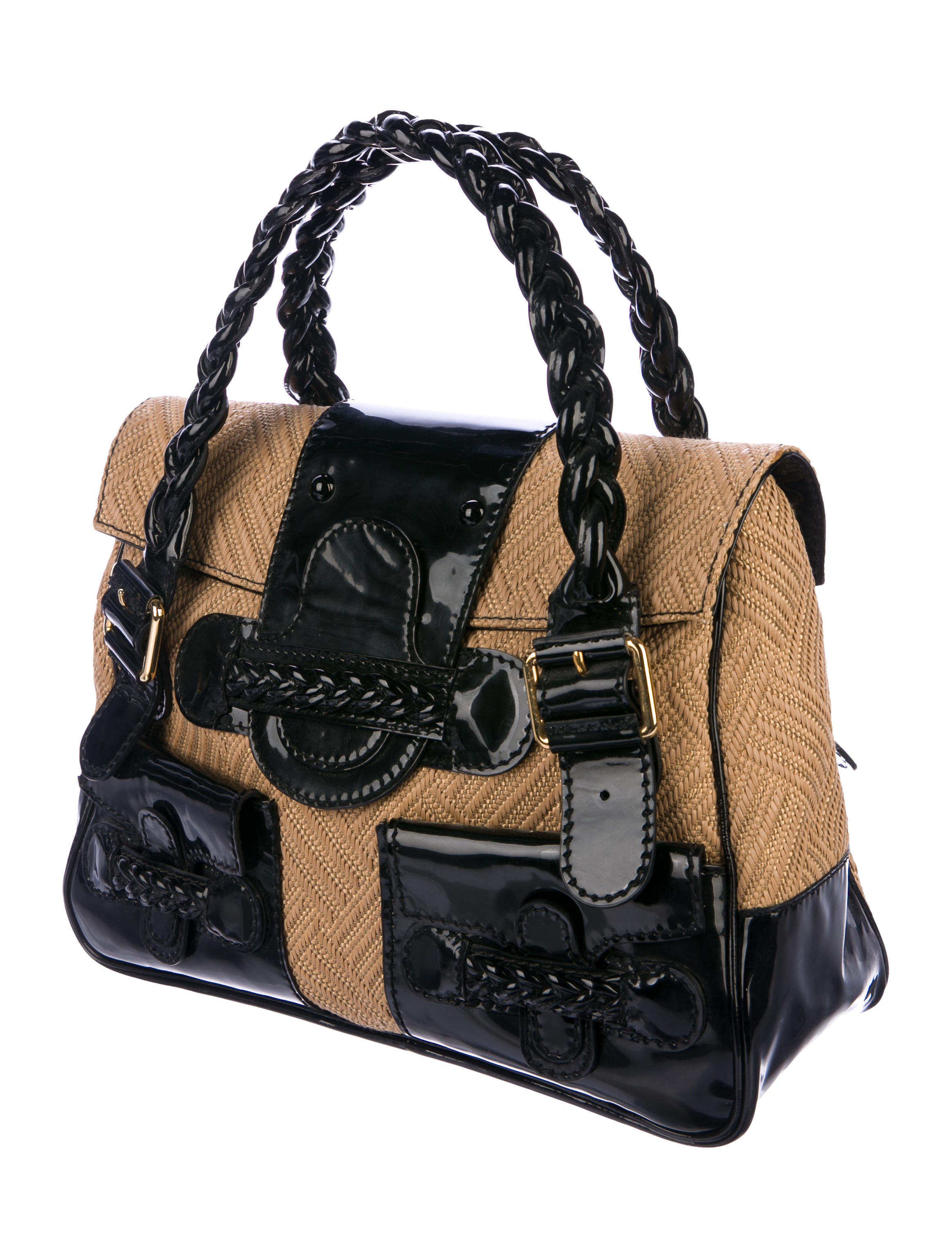 Valentino Woven Straw Histoire Bag Handbags VAL152579 The RealReal