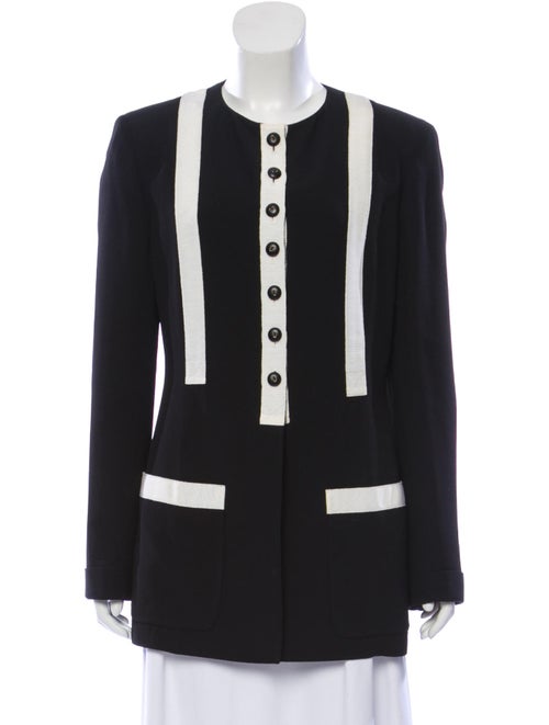 Valentino Collarless Grosgrain-Trimmed Blazer Blac