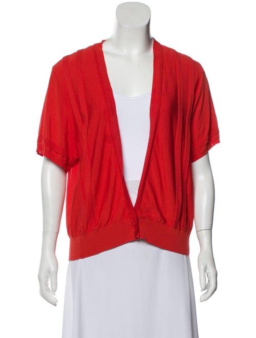 Valentino Short Sleeve Knit Cardigan Orange