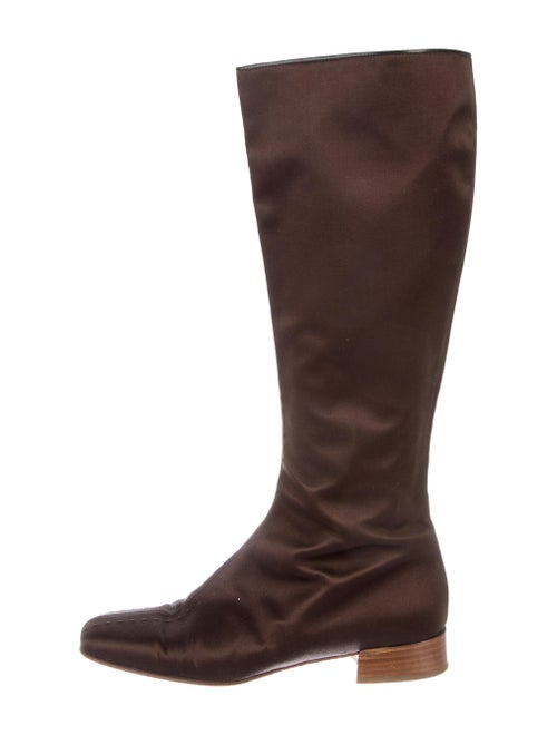 Valentino Satin Knee-High Boots Brown