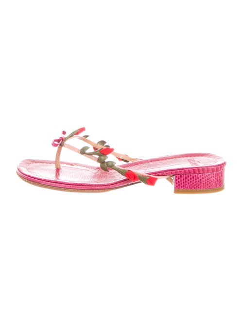 Valentino Leather Thong Sandals Magenta