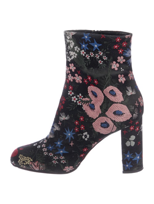 Valentino Embroidered Ankle Boots Black