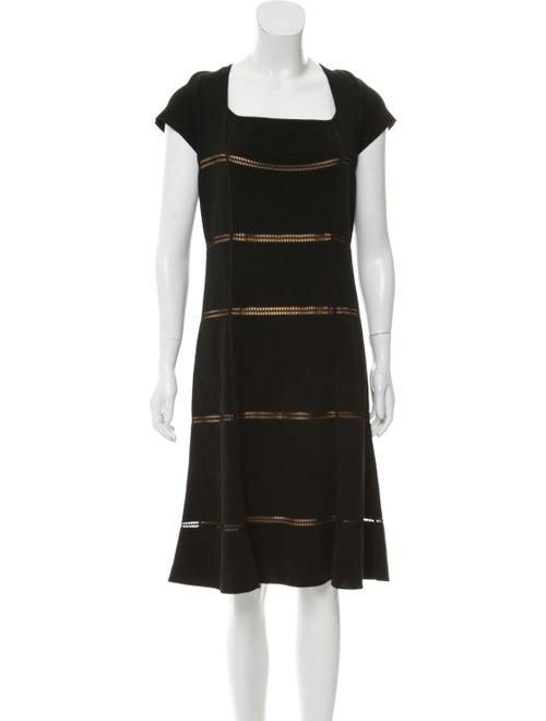 Valentino Square Neck Midi Dress Black
