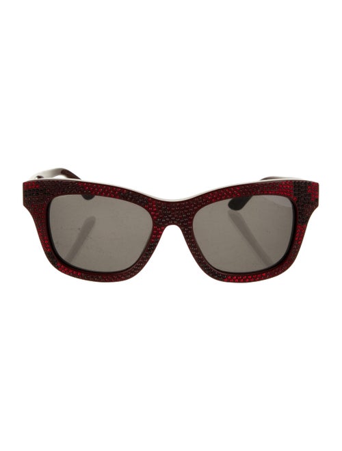 Valentino Embellished Wayfarer Sunglasses Red