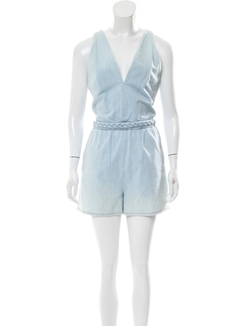 Valentino Open Back Denim Romper blue