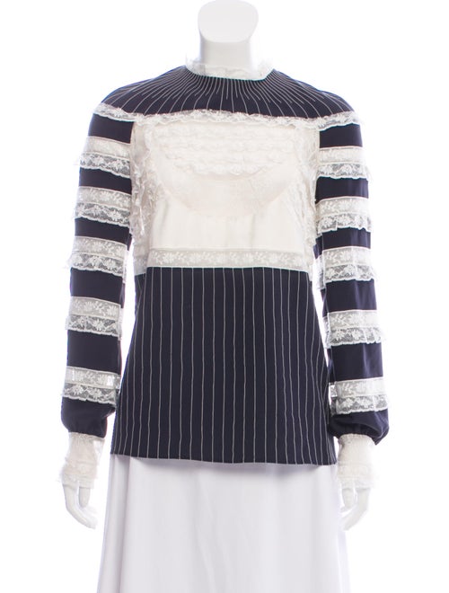 Valentino Silk Striped Sweatshirt Blue