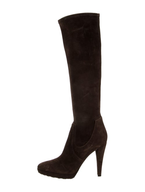 Valentino Suede Knee-High Boots Brown