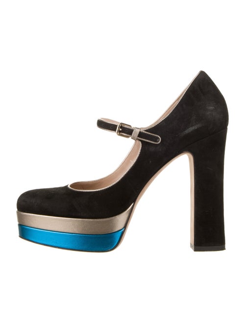Valentino Suede Platform Mary Jane Pumps Black
