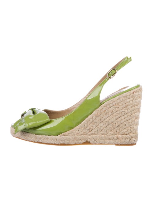 Valentino Patent Peep-Toe Wedge Pumps Green