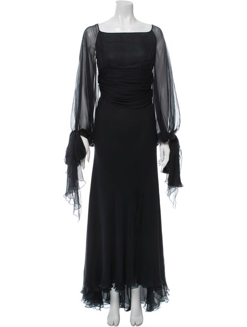 Valentino Silk Long Dress Black