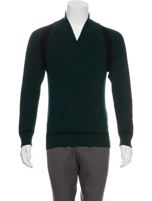 Valentino Wool Shawl Collar Sweater green