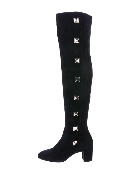 Valentino Rockstud Suede Over-The-Knee Boots Black