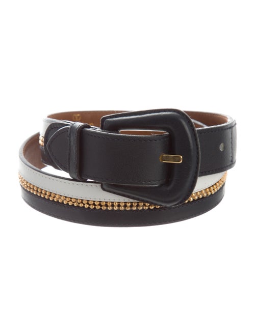 Valentino Embellished Leather Belt Navy