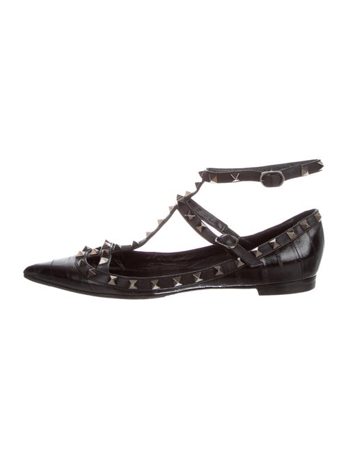 Valentino Rockstud Eel Skin Flats Black