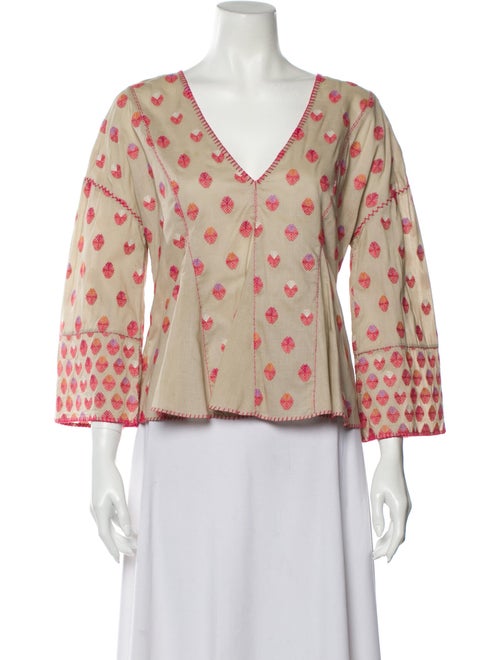 Valentino Printed V-Neck Blouse