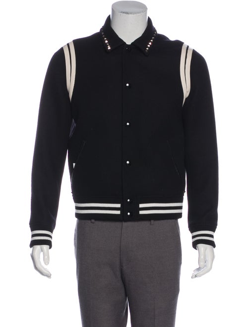 Valentino Stud Embroidered Varsity Jacket black