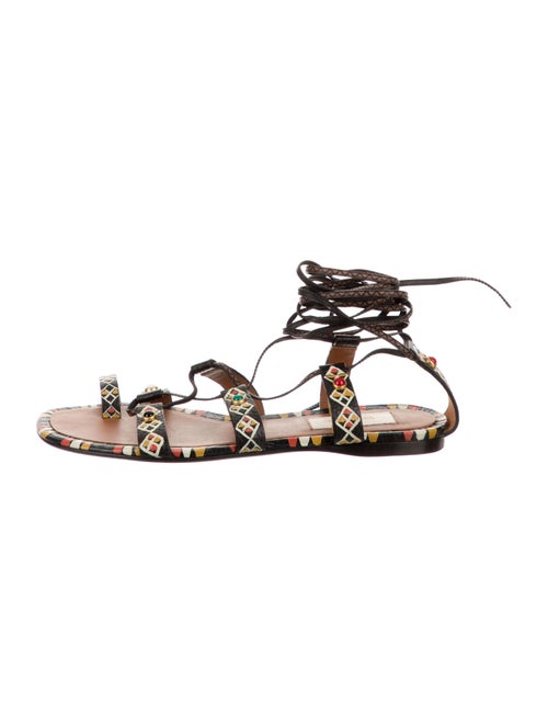 Valentino Primitive Leather Sandals Black