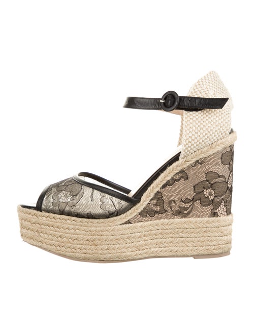 Valentino Lace Pattern Espadrilles Black