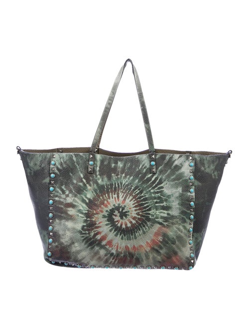Valentino Tie-Dye Rockstud Reversible Tote Green