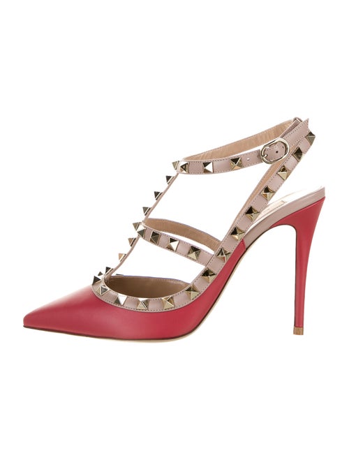 Valentino Rockstud Accents Leather T-Strap Pumps R