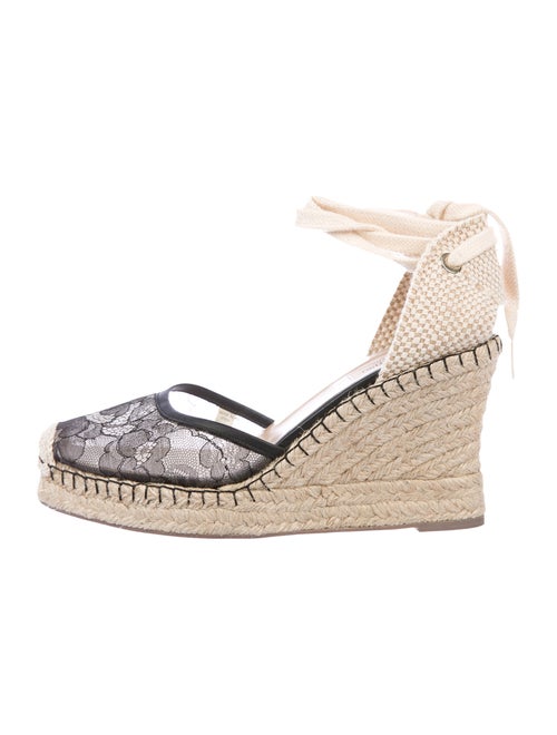 Valentino Lace Pattern Espadrilles Black