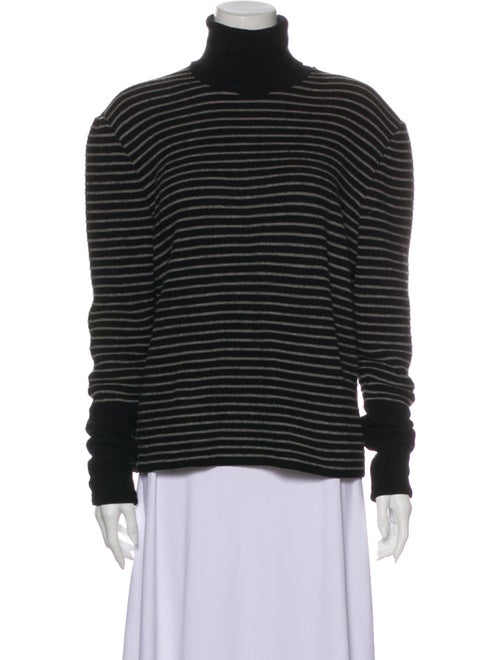 Valentino Striped Turtleneck Sweater Black