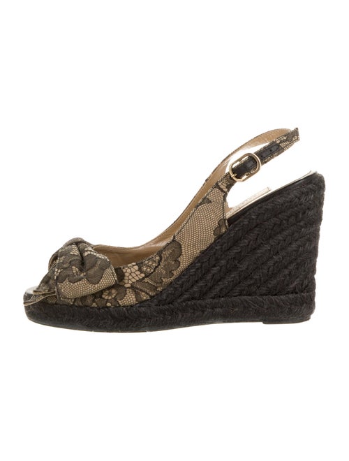 Valentino Lace Pattern Bow Accents Espadrilles Bla