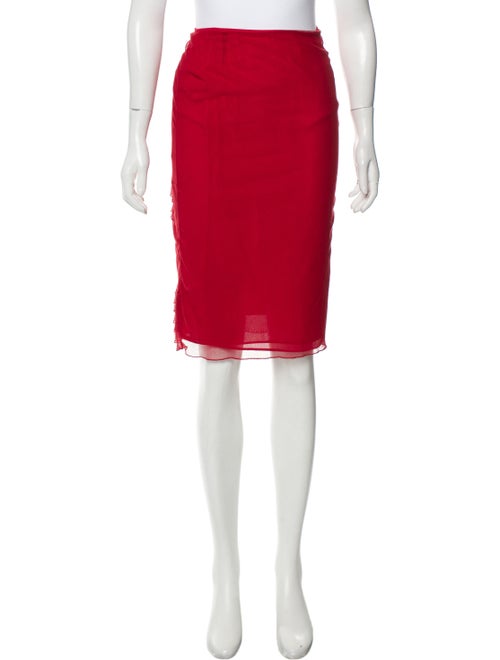 Valentino Tiered Semi-Sheer Skirt Red