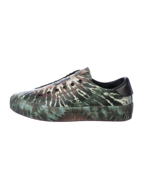 Valentino Leather Tie-Dye Print Sneakers Green