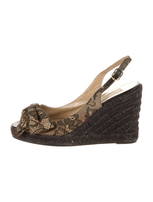Valentino Lace Pattern Bow Accents Espadrilles Bla