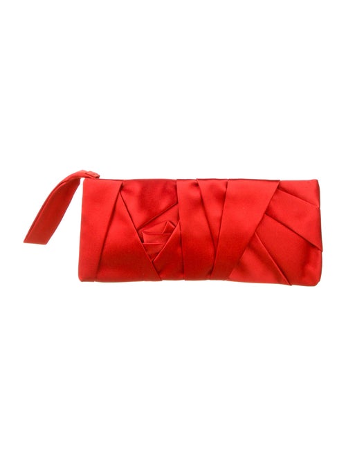 Valentino Pleated Satin Clutch Red