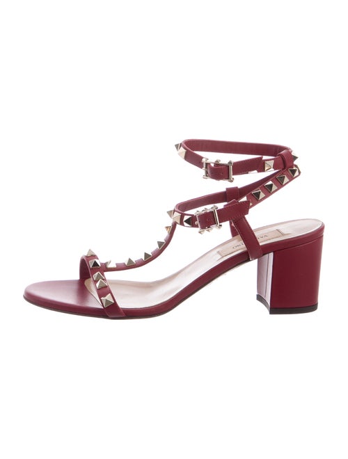 Valentino Rockstud Accents Leather T-Strap Sandals
