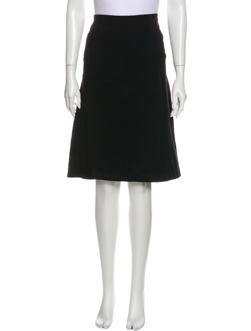 Valentino Calf Leather Knee-Length Skirt Black