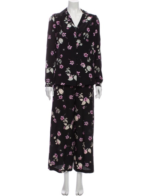 Valentino Silk Floral Print Pant Set Black