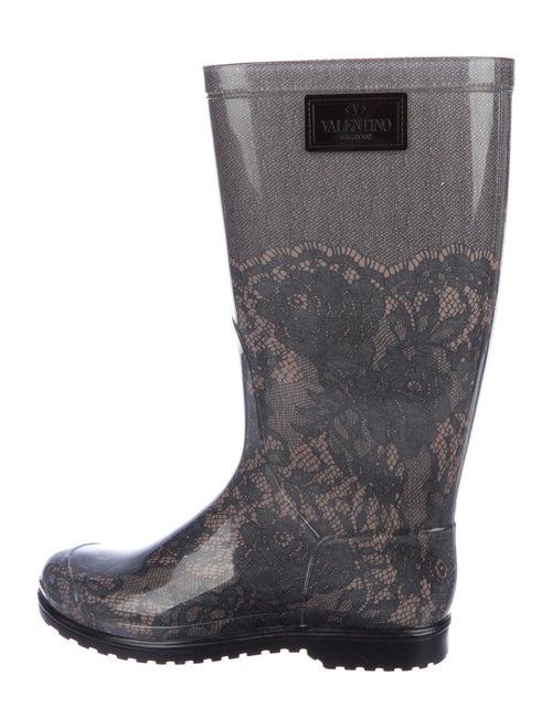 Valentino Printed Rain Boots Grey