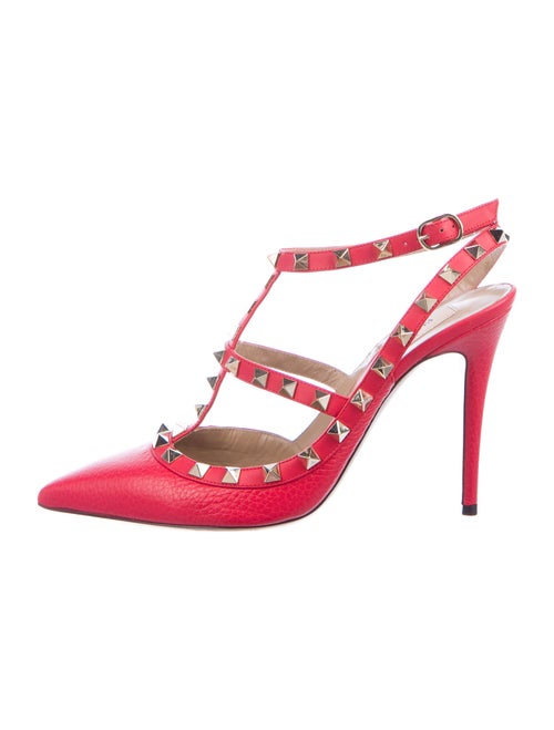 Valentino Rockstud Accents Leather T-Strap Pumps R