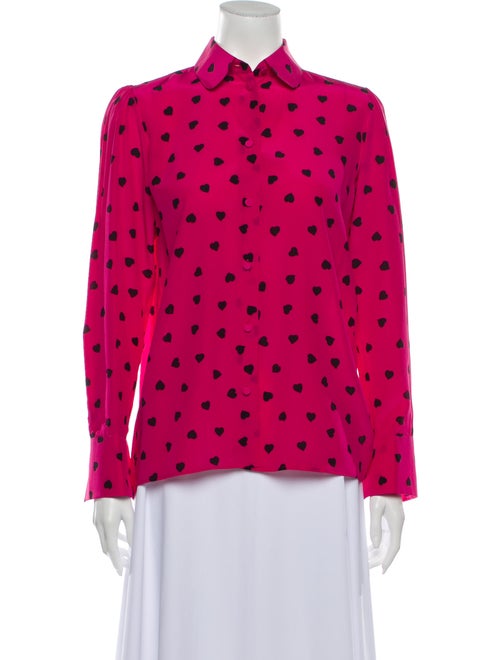 Valentino Silk Printed Button-Up Top Pink