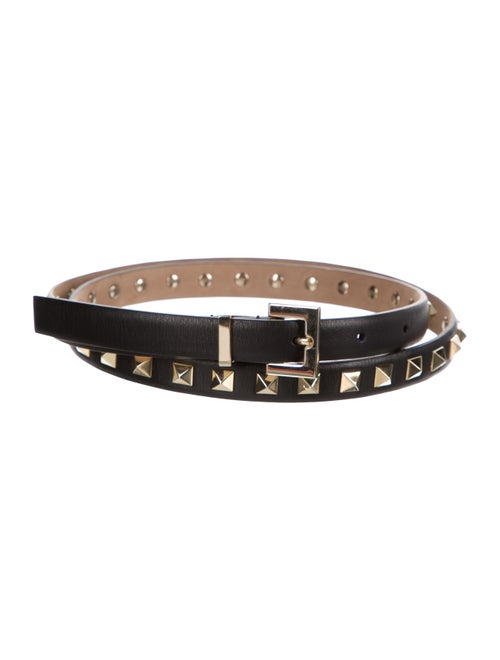 Valentino Leather Rockstud Belt Black