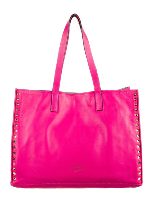 Valentino Rockstud Leather Tote Pink