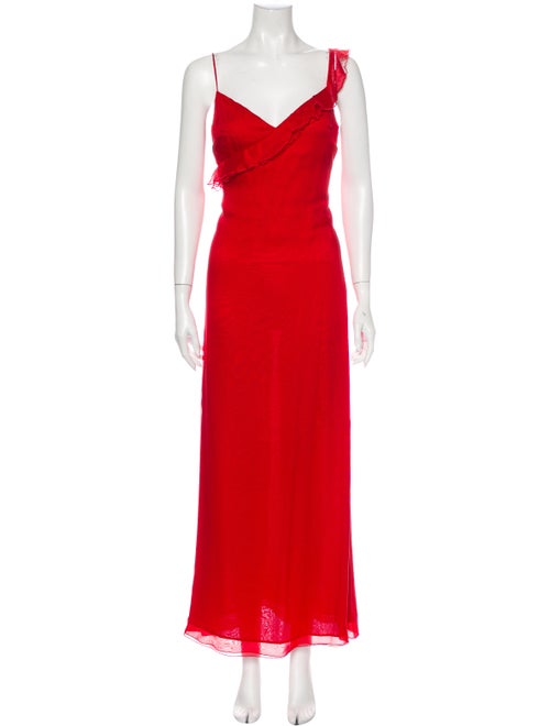 Valentino Silk Long Dress Red