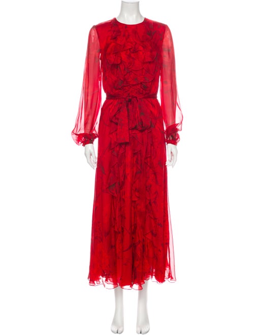 Valentino Silk Long Dress Red