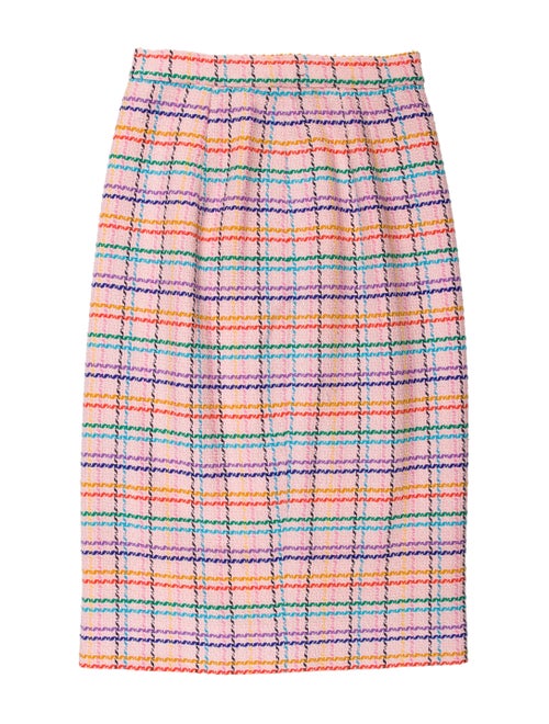 Valentino Plaid Print Knee-Length Skirt Pink