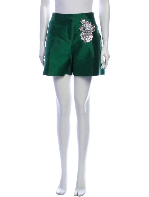 Valentino Silk Mini Shorts Green